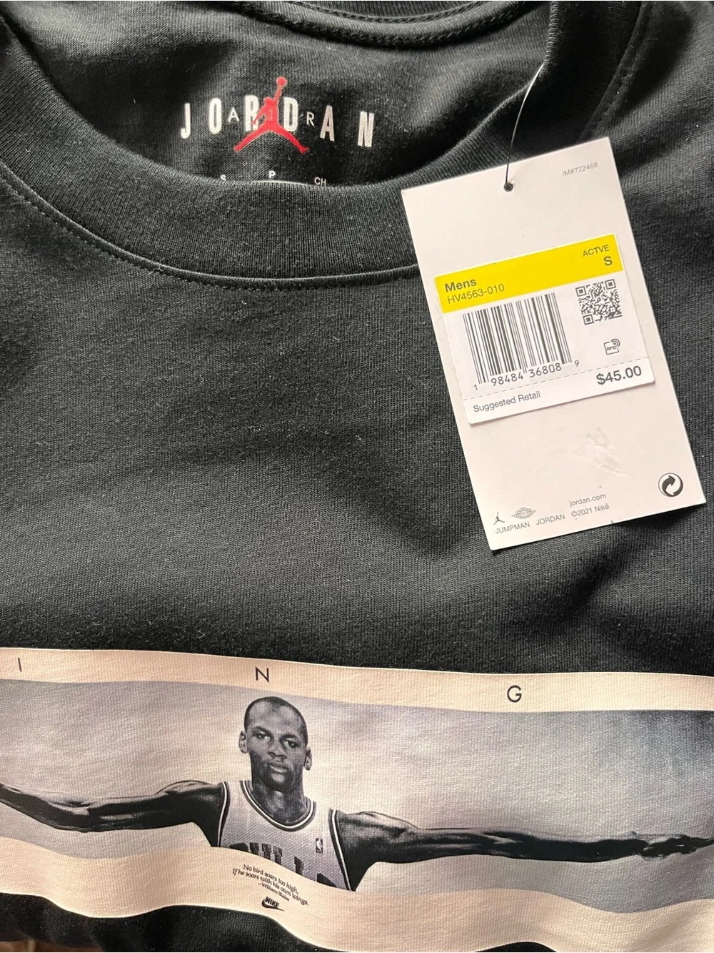 NWT Jordan Black 'Wings' Michael Jordan Graphic Short Sleeve Tee